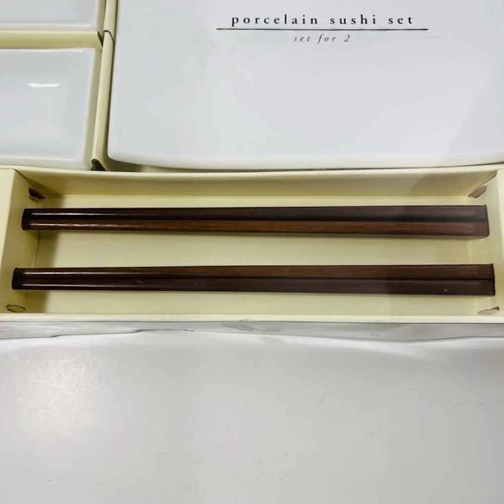 Very nice white Porcelain Sushi Set for 2 Pier 1 NEW